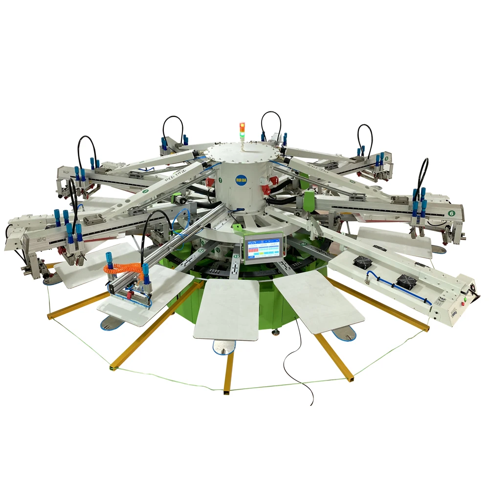 Carousel new product 6 color 15station automatic t-shirt Silk Screen Printer match 6pc flash dryer with sensor