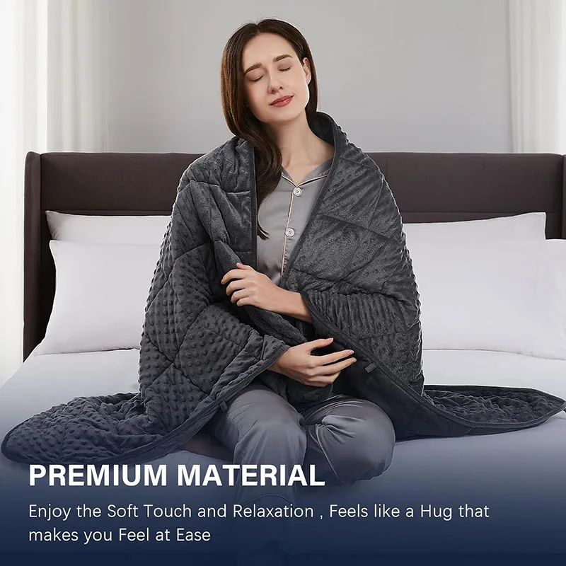 Factory Supply Premium Heavy Cotton Adults Sensory Weighted Blanket Custom Autism Glass Beads Optimal Comfort Sleep Improvement