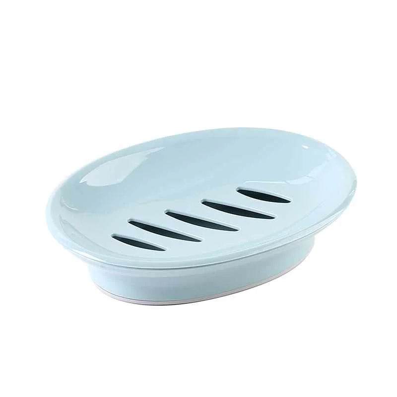 MZL Oval Soap Box Toilet Plastic Simple Double Compartment Draining Soap Box Bathroom Soap Box