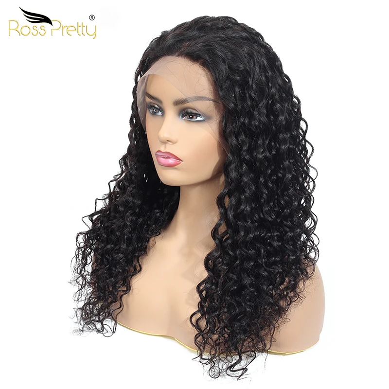 
Ross Pretty 10A high quality Brazilian human Hair cuticle aligned hair natural color water wave 13*4 lace front wig 