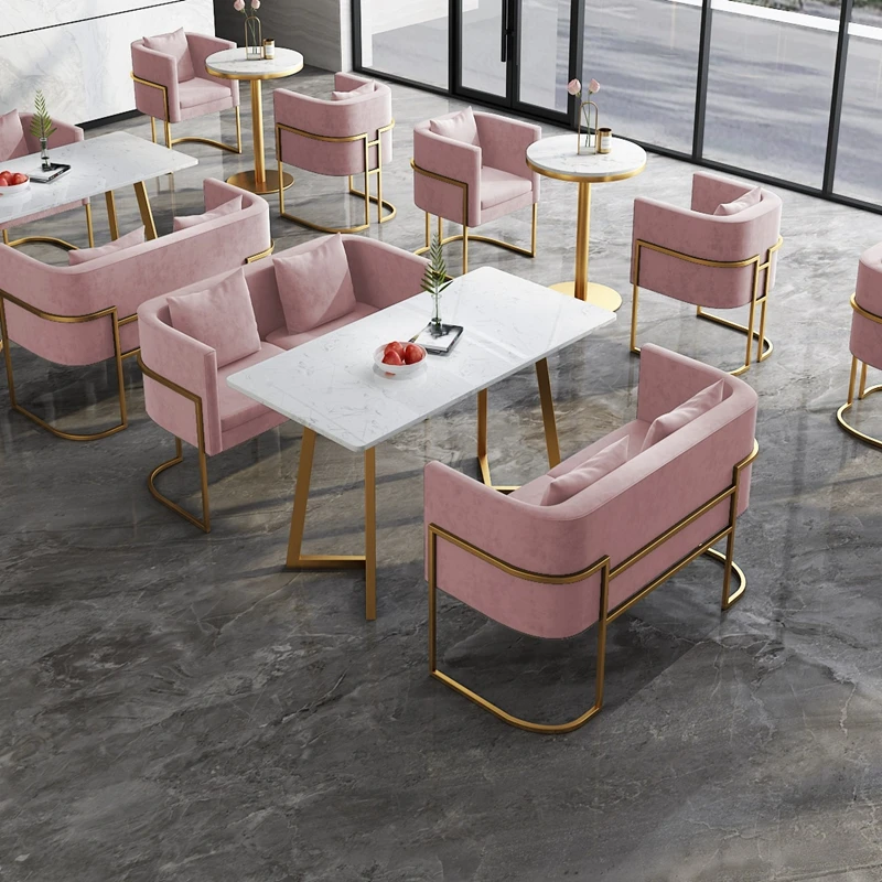 Nordic wrought iron sofa table and chair combination simple modern net red chair milk tea shop bar cafe single double deck