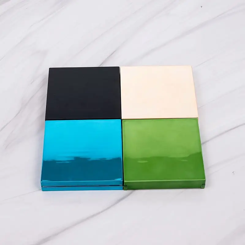 Empty square plastic compact powder cases 4 colors eyeshadow pallette metalized eyeshadow container