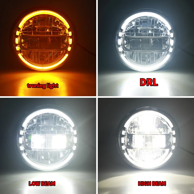 Loyo new black King Kong car led headlight DOT 7 inch round led headlight for Jeep Wrangler JL JK