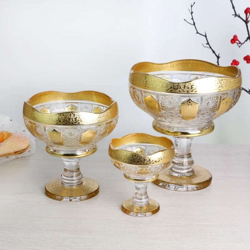 Good Quality Uzbekistan Popular Style 1+2+6 Set Crystal Bohemia Glass Bowl Series