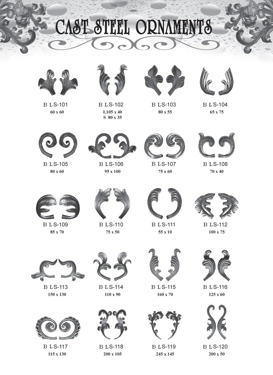 350x100mm wrought iron universal elements leaves leaf for gate fence railing handrail