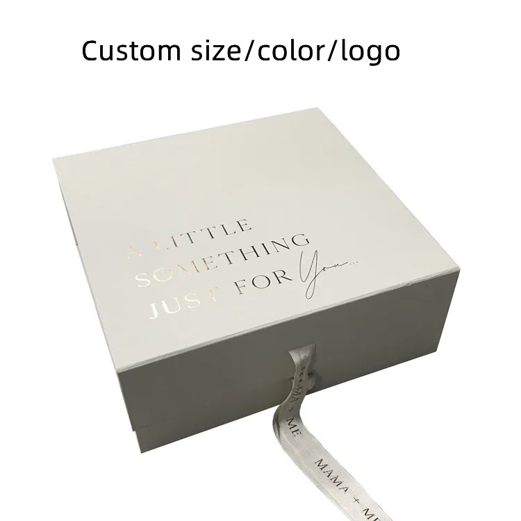 Luxury Bridesmaid Paper Box Folding Wedding Gift Box Cardboard Shipping Custom Printed Magnetic Lid Ribbon Packaging Gift Box