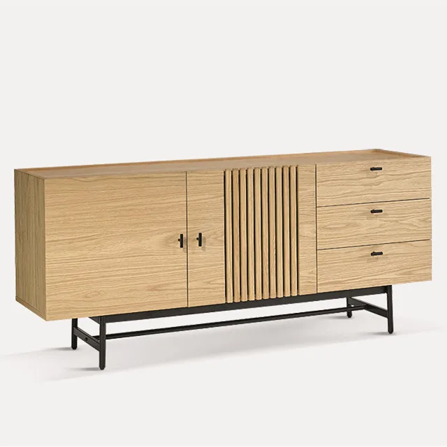 Wooden Furniture Household Furniture Modern Furniture 18mm Oak Veneer with Black Painting legs Concise Style Sideboard