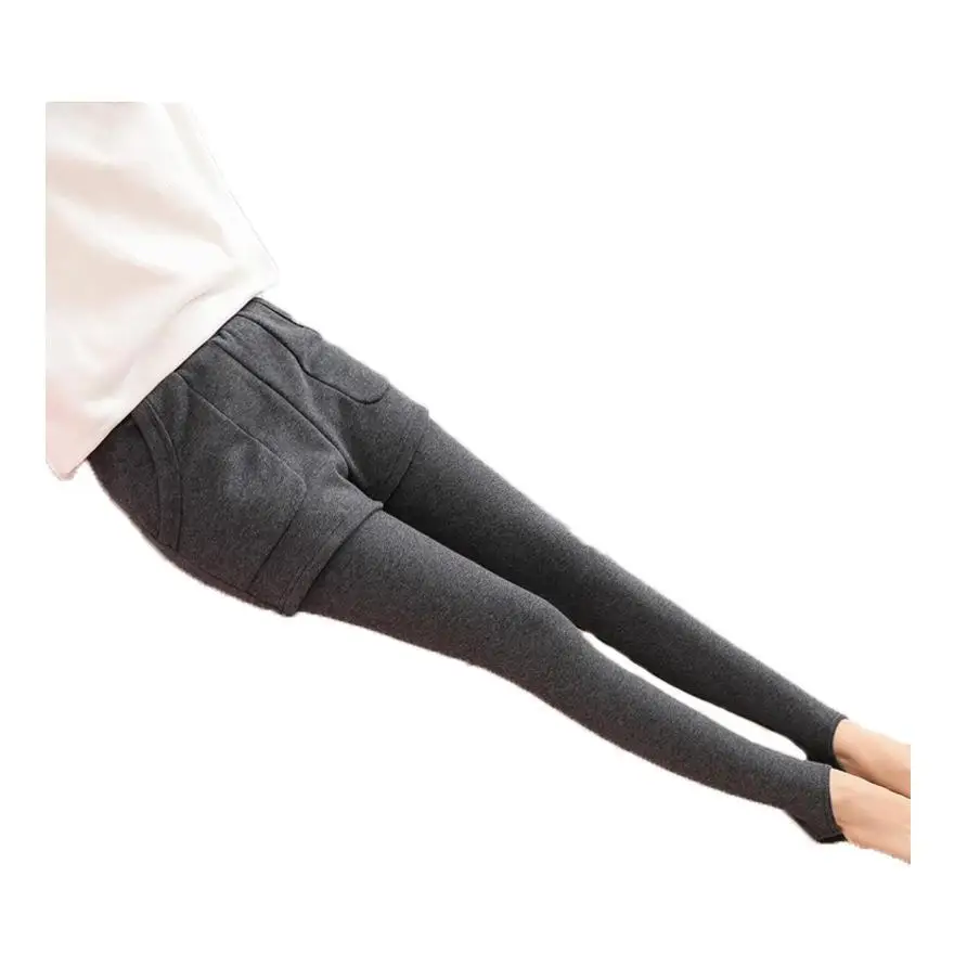 Новинка осенне-зимняя женская одежда бархатные и толстые облегающие теплые женские брюки из двух частей оптом