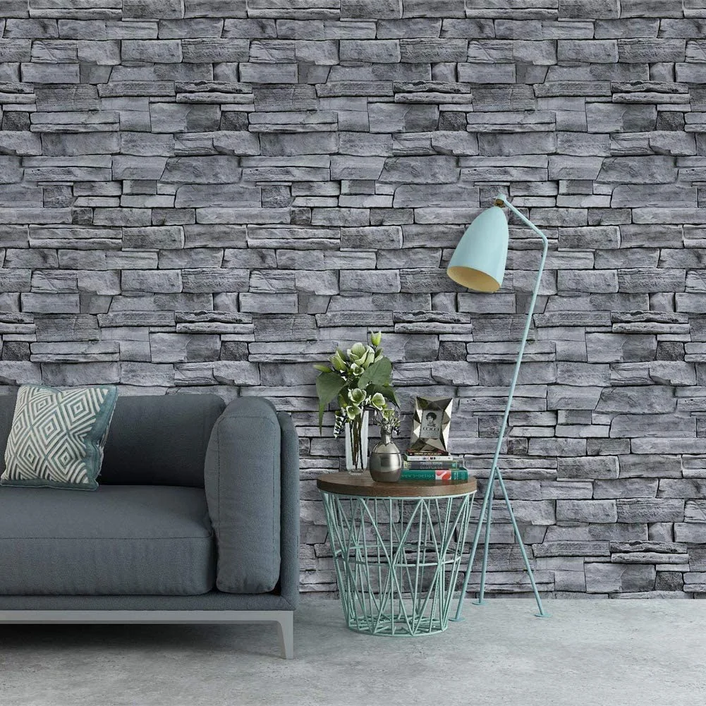 
great price 45x100cm Self Adhesive PVC Waterproof Stone Wallpapers Brick Wall Paper 3d wall stickers for home decor 