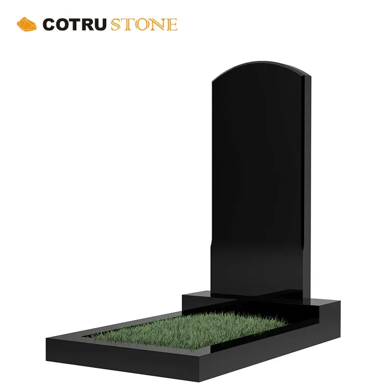 Russian Style Black Stone Tombstone Headstone Monument Memorial with Cross