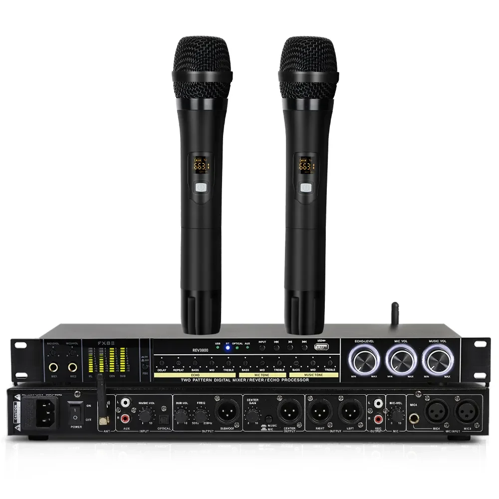 Профессиональный Цифровой караоке-процессор с 2 UHF-микрофонами