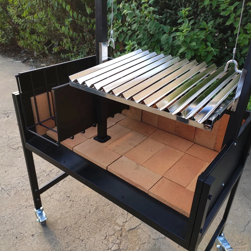 Open front brick lined argentina santa maria stainless bbq grill trailer