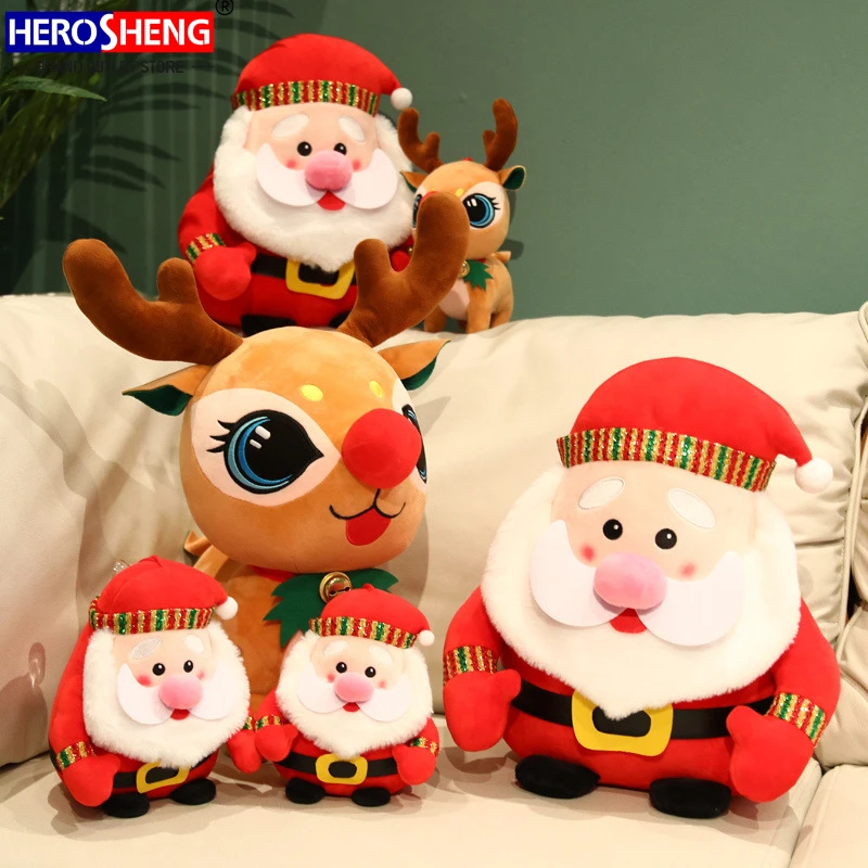 Cartoon New Christmas Santa Claus snowman Plush Dolls Standing Figurine Indoor Christmas Decoration Christmas Toy Doll