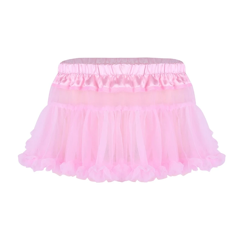 Cheap Sissy Maid Dress Elastic Waistband Frilly Ruffled Soft Tulle Layered Mini Skirt Sissy Dress