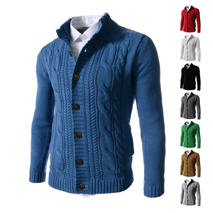 High Quality Fast Delivery Oem Casual Luxury Loose Knit V-neck Long Sleeve Knitted Cardigan Sweater College For Men