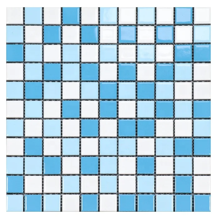 Blue Green Hexagon Mosaic Tile Gold Broken Marble Glass Mosaic for Swimming Pool Square Shape Hot Melt Technique