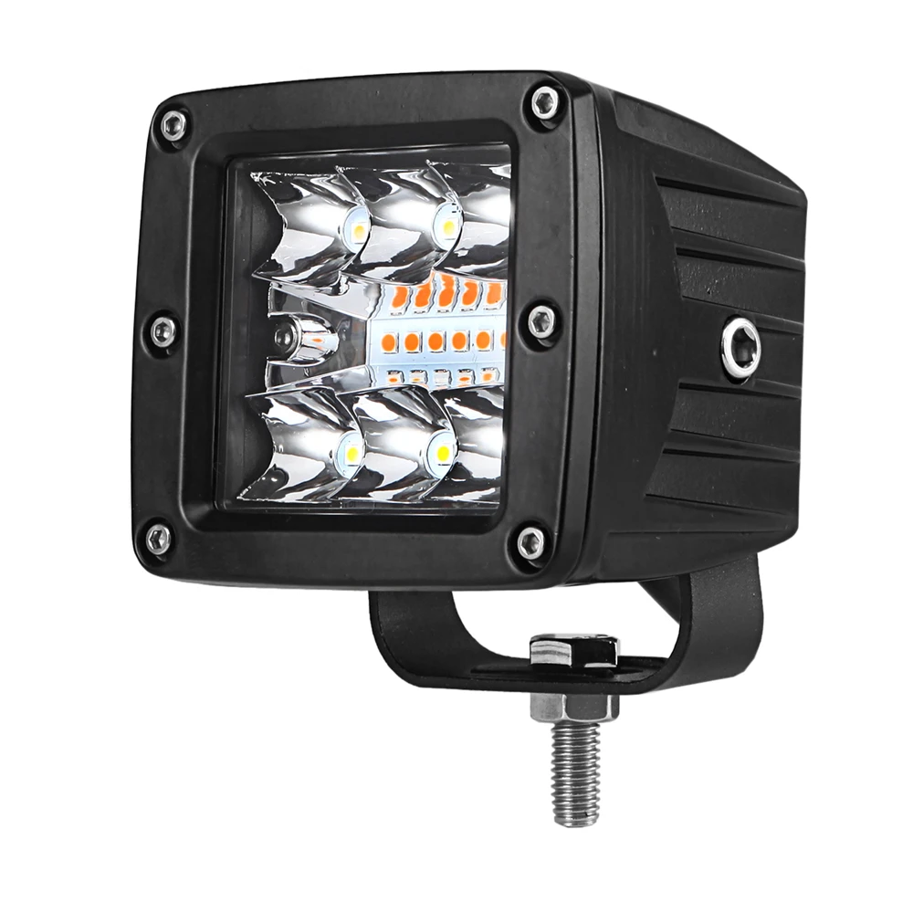 12v 3inch dual color smd led work light pod amber white flash strobe led cube driving light