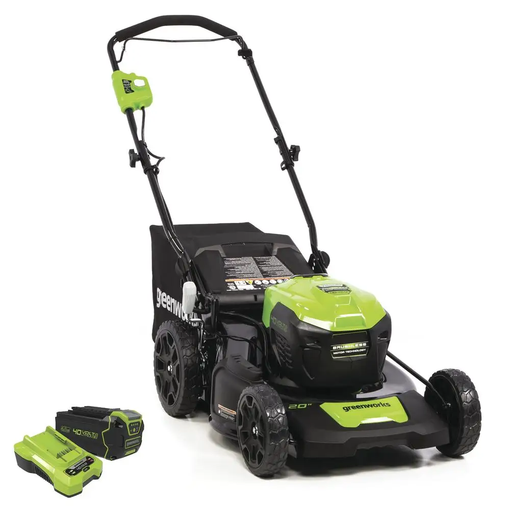 Greenworks 40V 20 Inch Cordless Brushless Push Lawn Mower with 5.0Ah Battery and Charger