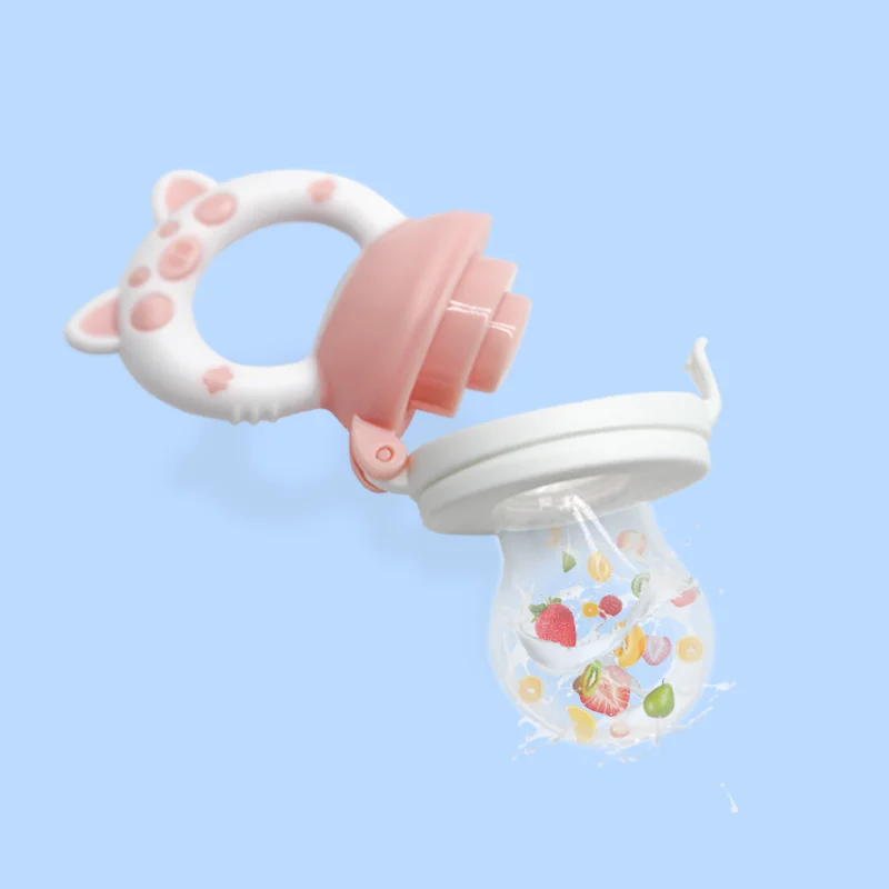 2021 BPA Silicone infant pacifier no need squeeze nipple kids fresh vegetable fruit silicone baby food pacifier baby feeding