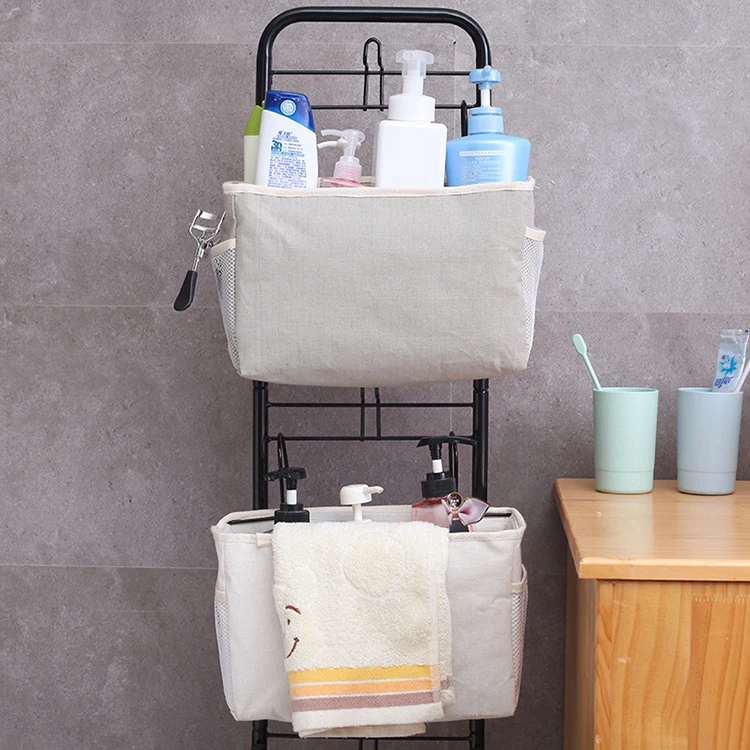 Bedside Hanging Organizer Pocket Storage Bag Wardrobe Organizer Canvas Bedroom Bathroom Magazine Bedside Hanging Storage Bag