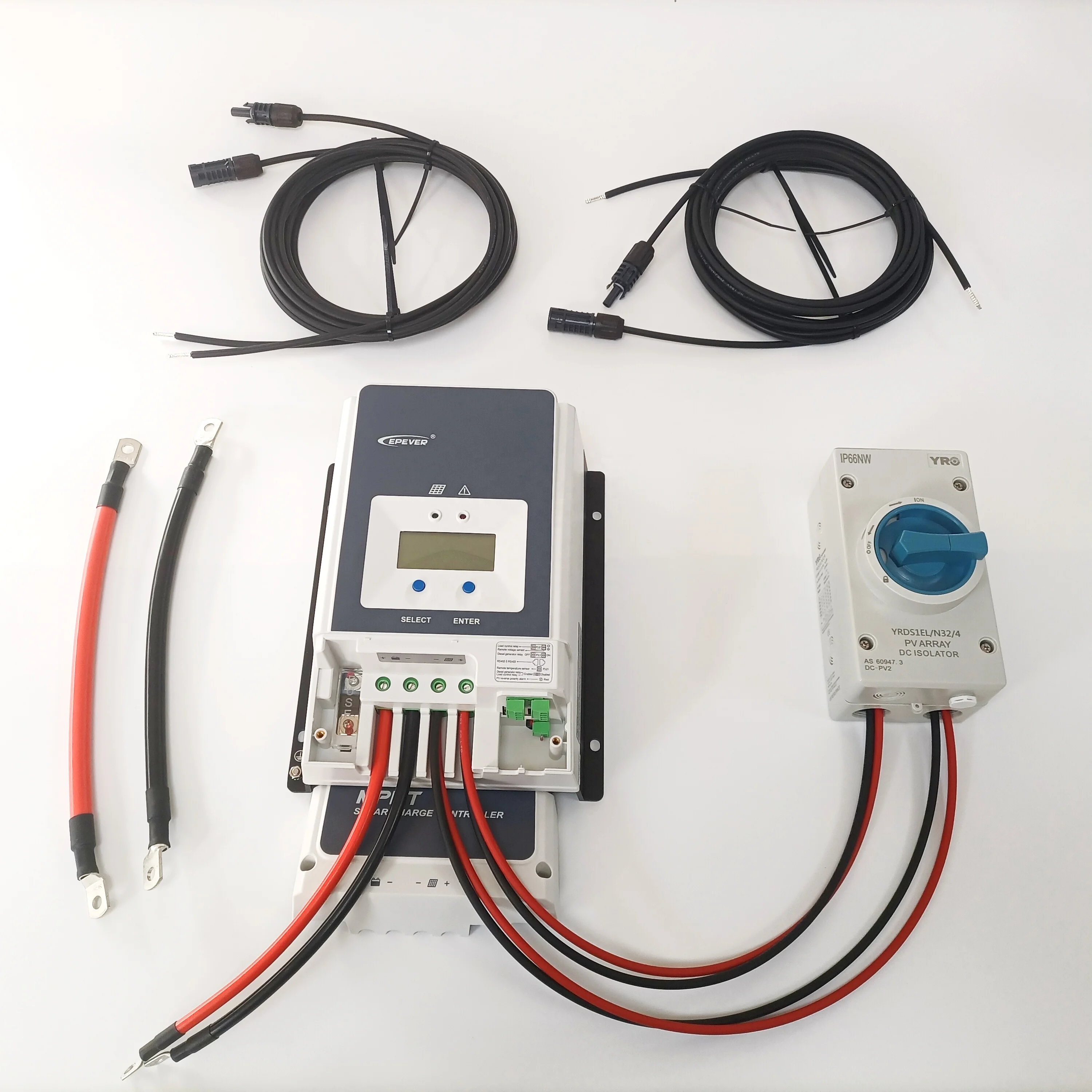 PV DC Solar Cable DC Isolator Volta-switch Epever MPPT Charge Controller to Battery Cable Outdoor 48V 95% with Lugs 16mm2 25mm2