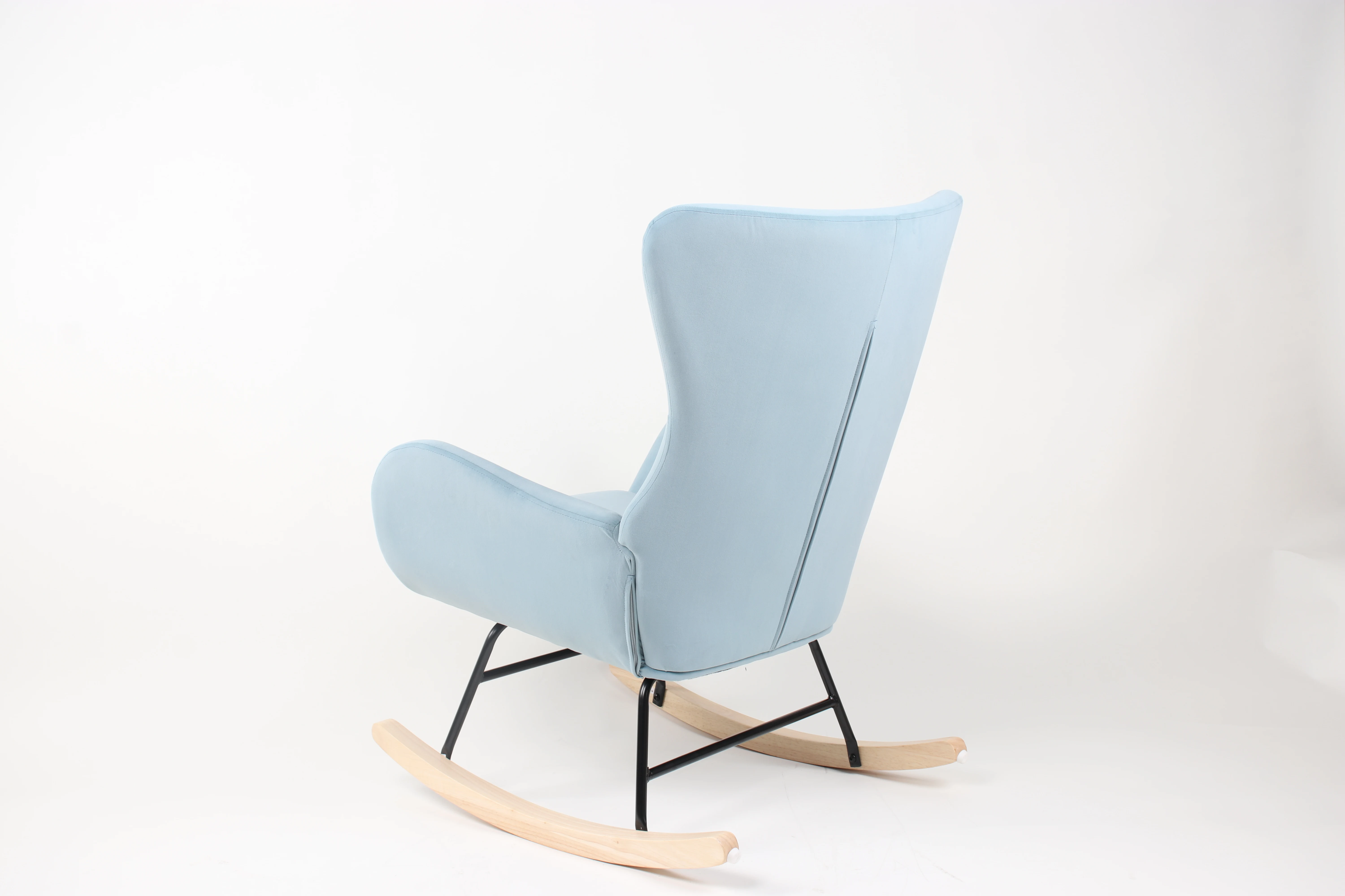 Soft Big Size Leisure Fabric Seat Living Room Relaxing Adult wooden leg Rocking Sofa Chair