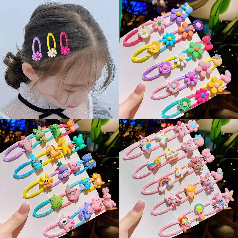 10pcs Per Bag Children Hair Clips Flower Elephant Rabbit Hairgrips Water Drop Clips Hair Pins For Baby Kids Hair Accessories Set