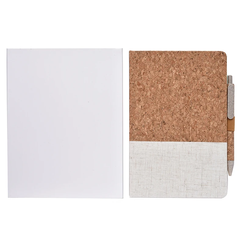 Premium Stationery Set Cork Cover Notebook Vegan Gift A5 Ruled Journal Hardcover Notebook with Pen For Office School