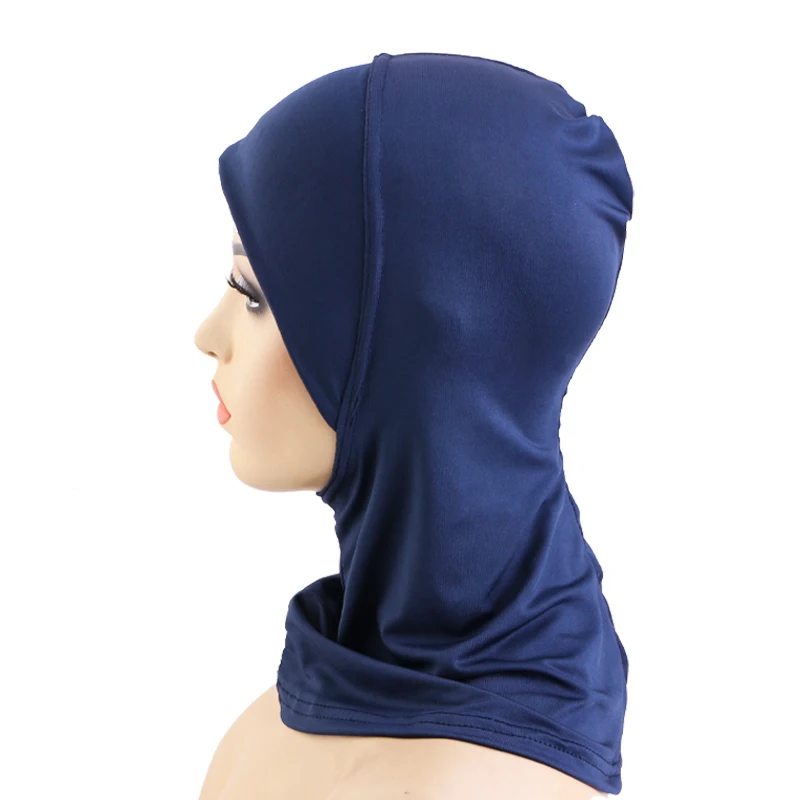 Wholesale Custom Soft Stretchy Hijab Cap Adjustable Muslim Stretchy Turban Full Cover Shawl Cap Full Neck Coverage For Women