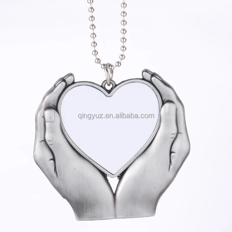 Wholesale Blank Sublimation hand heart car pendant aluminum metal key chain pendant gift