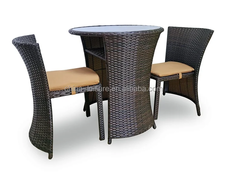 
Space Saving 3 Piece PE Poly Rattan Ratan ratten Home and Garden Furniture Outdoor Balcony Garden Patio Bistro Set 