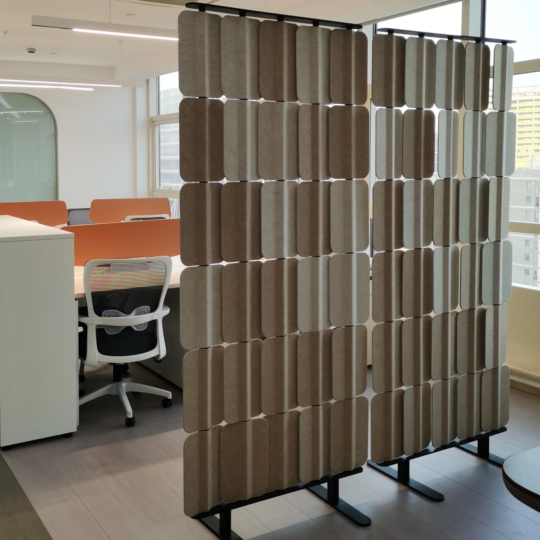 Movable free standing floor office room dividers partition noise sound proof PET felt acoustic wall partition panels factory