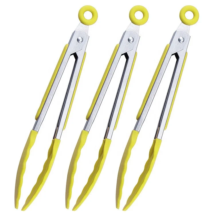 Stainless Steel Kitchen Tongs Set Metal 7 9 12 Inch 3 Pieces Cooking Tongs for Barbecue Salad
