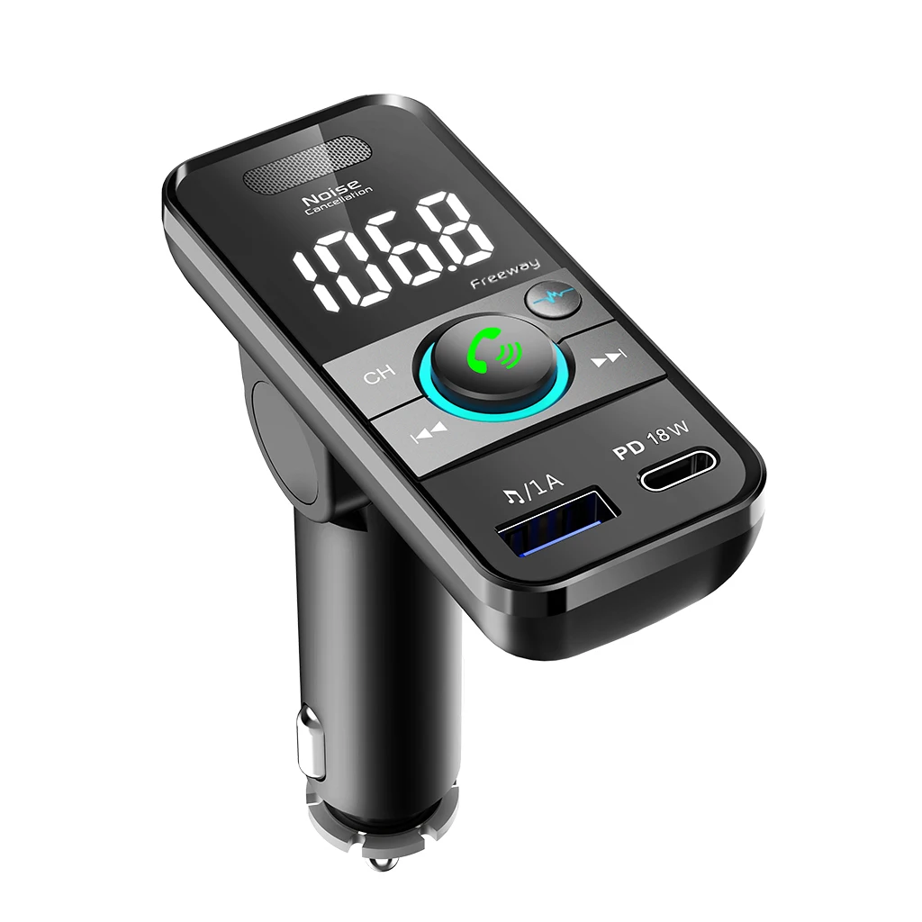 FM передатчик для автомобиля QC3.0 & USB-C PD 18 Вт беспроводной радио адаптер музыкальный плеер/автомобильный комплект с