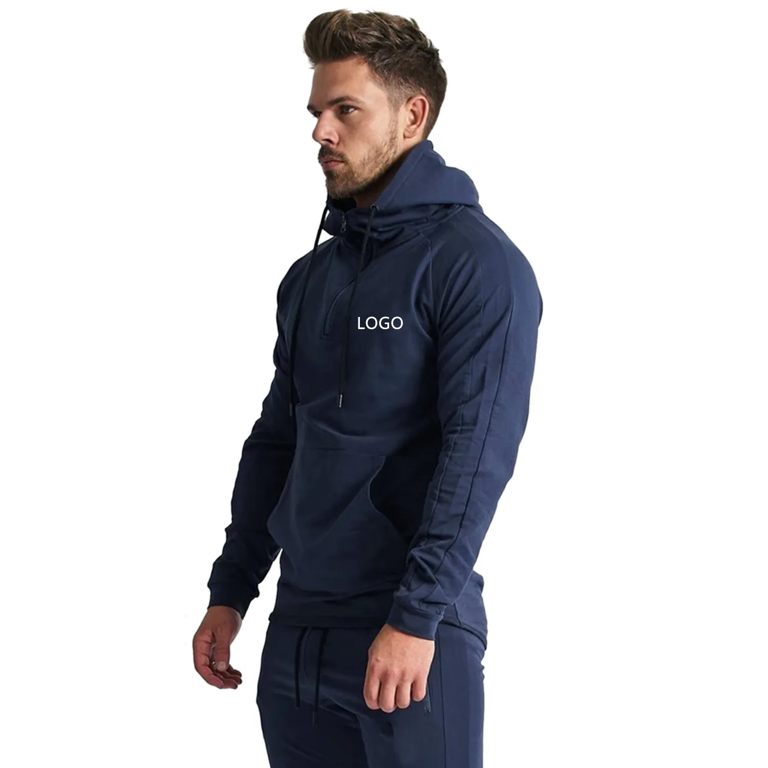 Custom Fashion Cotton Street Wear Sweatshirt Slim Fit Men Zip Up Hoodie StreetWear