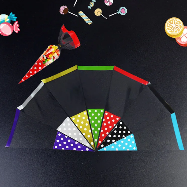 Cellophane Treat Bag Twist Ties Treat Bag For Bakery Popcorn Dessert Candy Sweet Cone Plastic Packing Bag
