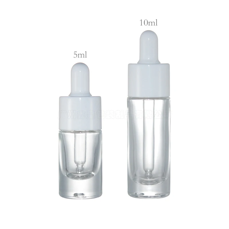 5ml10ml Dropper Bottles Thick Bottom Straight Round Glass Essential Oil Double Ring Rubber Tip Essence Bottle