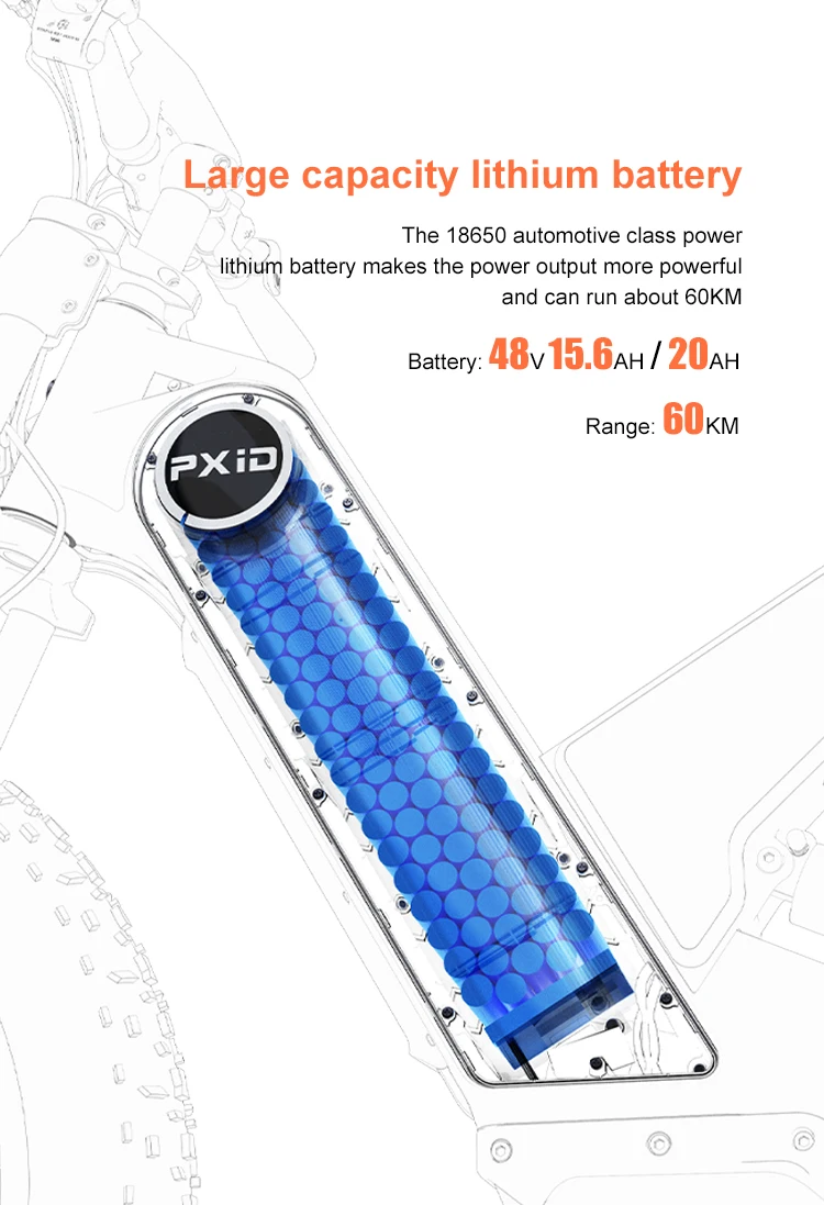 PXID 2022 Electric Bicycle Adult 2 Wheel 24*4 Inches Electronic Bike with 3 Modes Full Suspension E Commute Bike for Wholesale