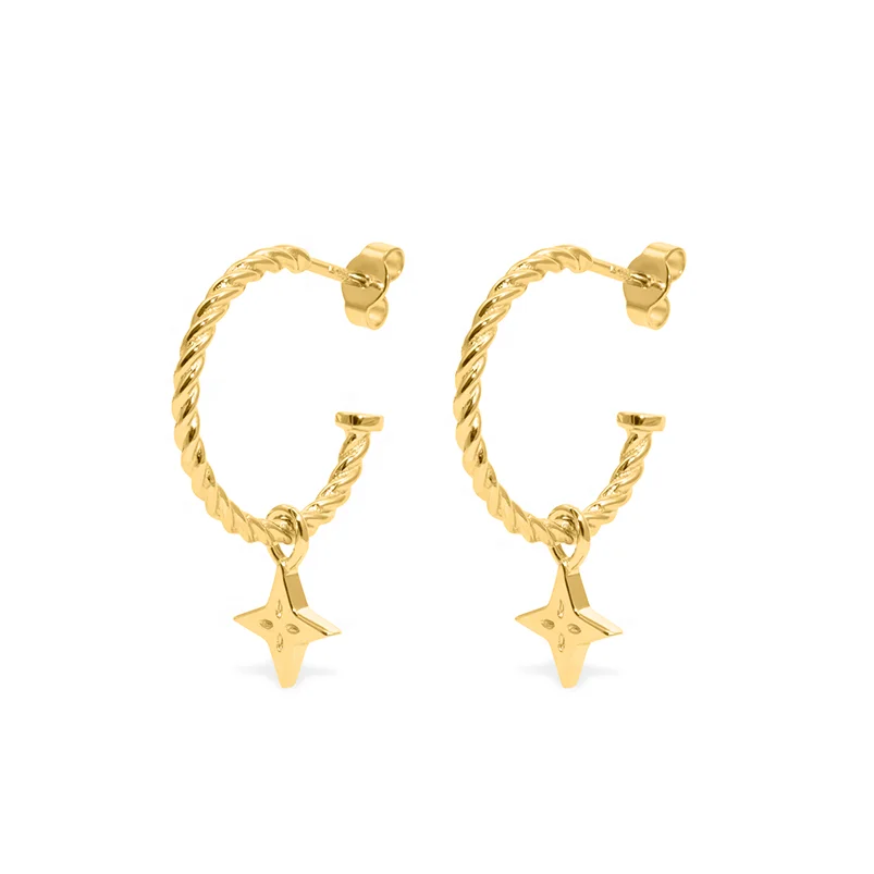 925 silver jewelry twisted gold plated meteor pendant hoop earrings for women