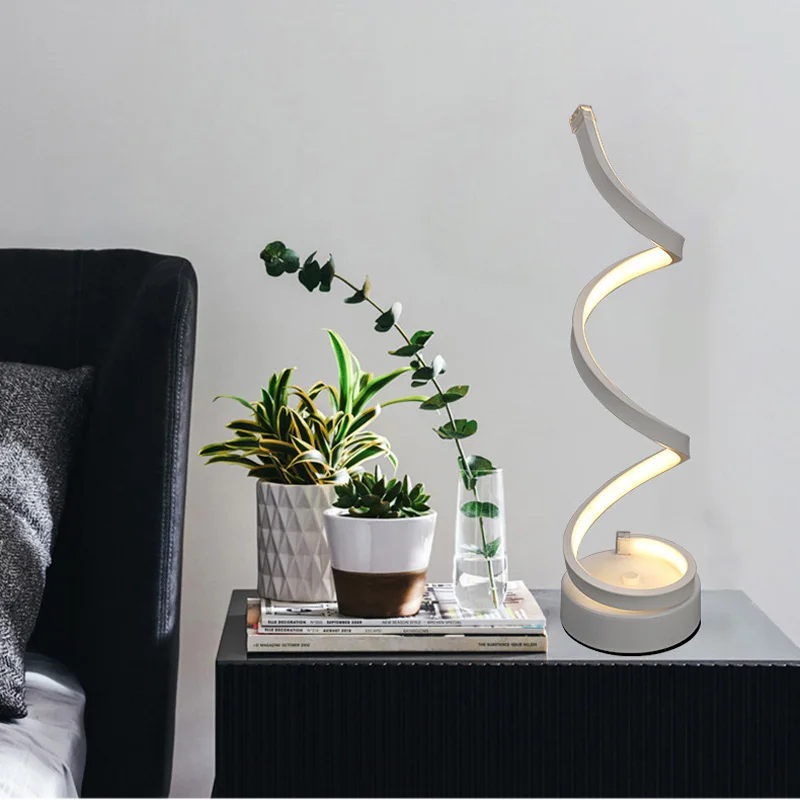 
Modern Spiral 3 Lighting Effect night light with dimming Remote Control LED Touch bedside Table Lamps for bedroom hotel 