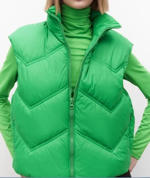 Women Outdoor Padded Vest Fashionable Ladies Lightweight Sleeveless Zip Stand Collar Quilted Gilet Jackets