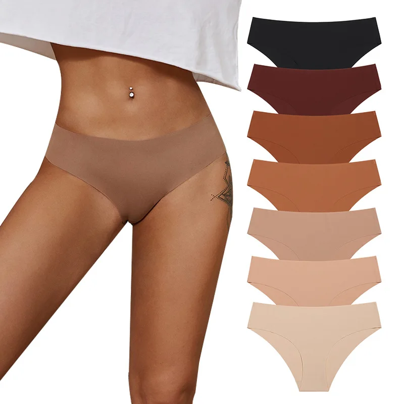 Luxury Breathable Women Briefs Seamless Quick Qrying Ice Silk Fabric Woman Laser Cutting Low Waist Cotton Bottom Crotch Panties