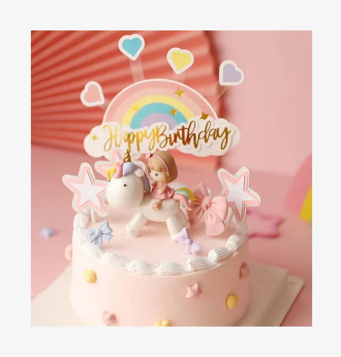19 PCS Included Unicornio Cake Topper Unicorn Cake Decoration Set