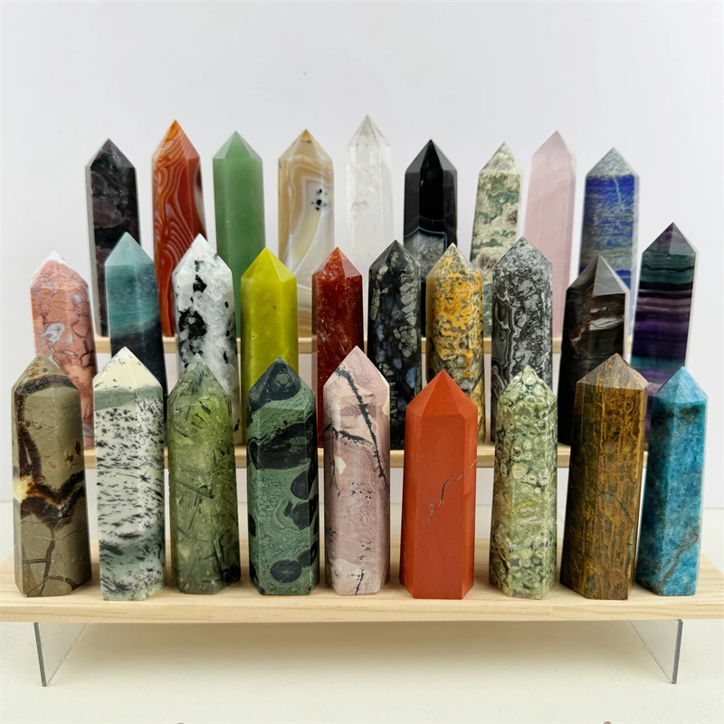 Wholesale Natural Healing Stones Crystal Tower Point Amethyst Clear Rose Quartz Wand Point For Decoration