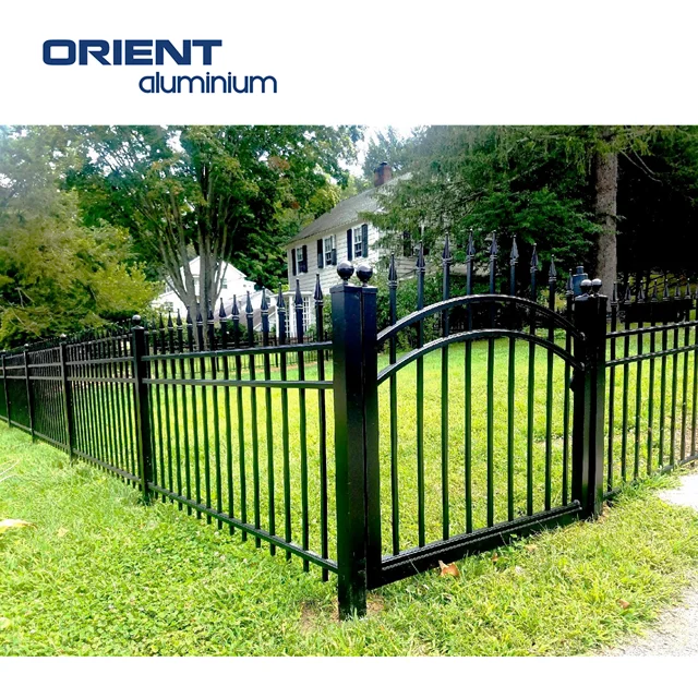 Customized European Style Backyard Square Tube Picket Fence Aluminium Metal Picket Fence Garden Edging Aluminum Picket Fence