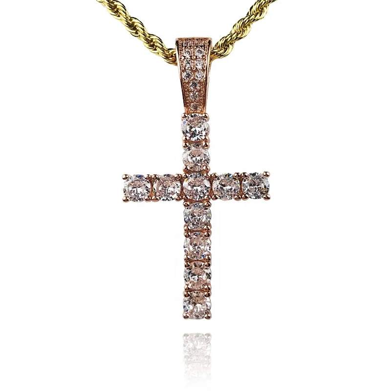 
Vintage Fashion Jewelry Hiphop Men Crystal cross necklace Pendant Micro pave diamond pendant 