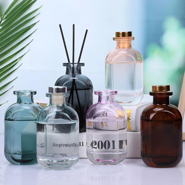 Reed Diffuser glass bottle 150ml empty Brown cork essential oil diffuser bottle supports customized self label