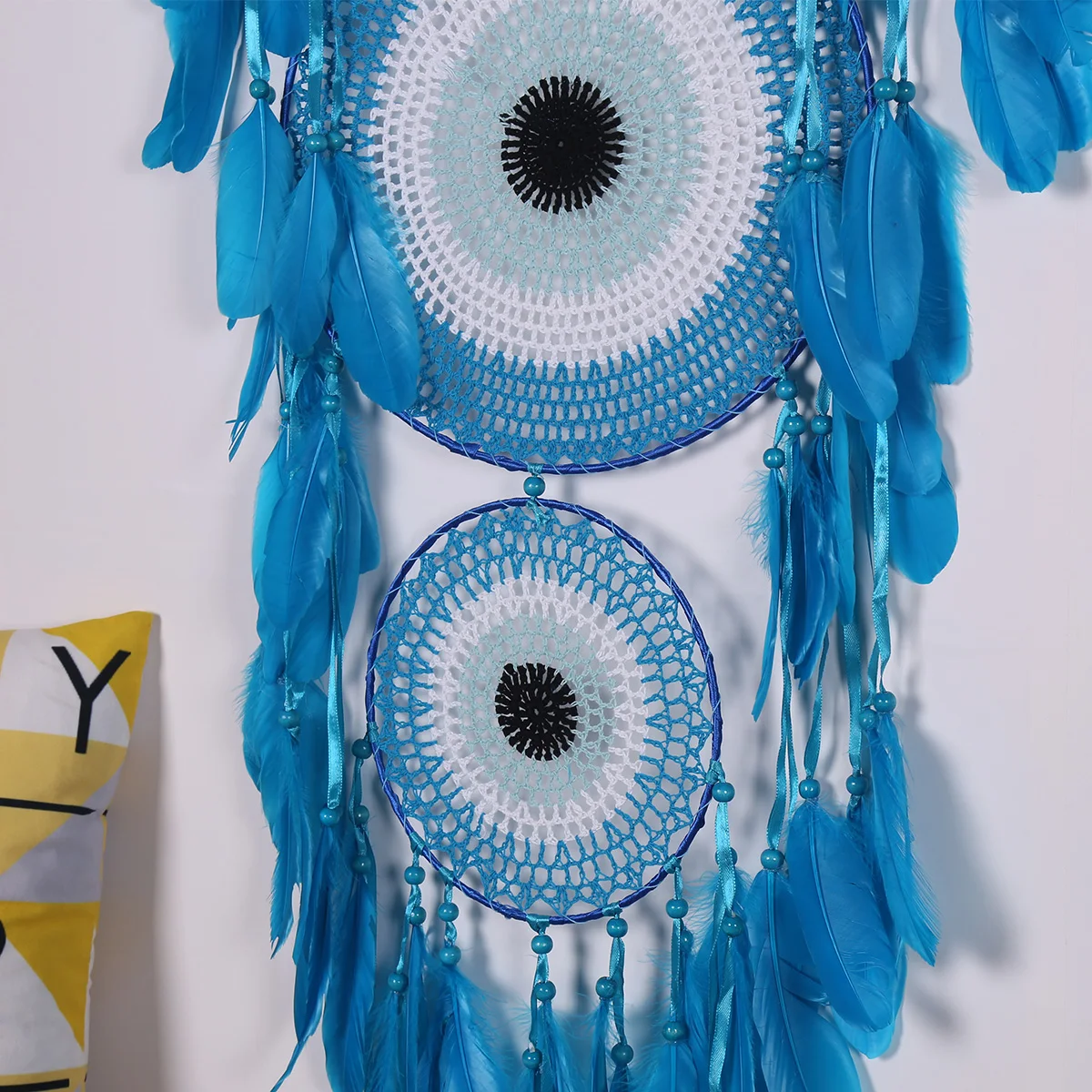 Dyed Blue wall hanging white diy making kit small mini big large feather charms dream catcher for pendant for jewelry making