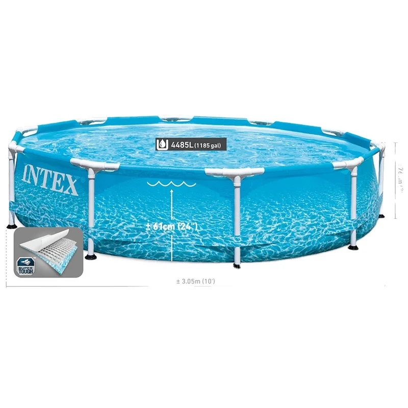 INTEX 28206 Zwembad Easy Set Up Portable PVC Blue Round Outdoor Family Above Ground Swimming Pools