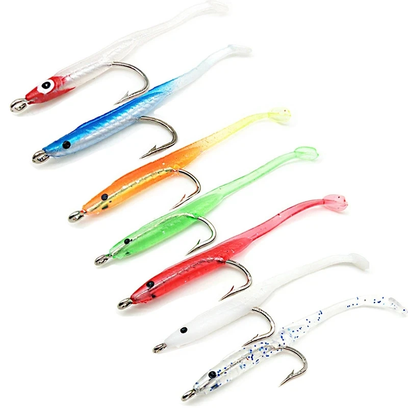 10PCS/Bag Soft Fishing Lure 7CM 1G Fish Eel Lure Soft Baits with Hook Artificial bait